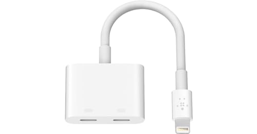 Belkin Rockstar Lightning-Audio- und Ladeadapter (iPhone Lightning-Audio-Adapter/Ladeadapter für iPhone 13, 13 Pro, 13 Pro Max, 13 mini, 12, 12 Pro/Pro Max, 12 mini etc.) Weiß