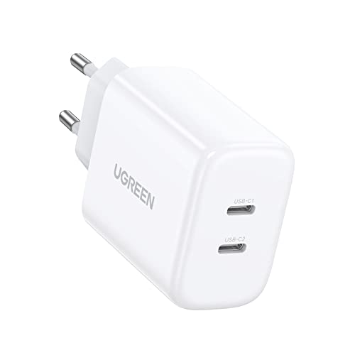 UGREEN USB C Ladegerät 40W 2-Port USB-C Netzteil PD 3.0 Charger doppelt 20W Schnellladegerät kompatibel mit iPhone 16 Pro Max, 15, 14, 13, 12, HomePod Mini, iPad Pro, Watch 9, Galaxy S24, S23, Pixel