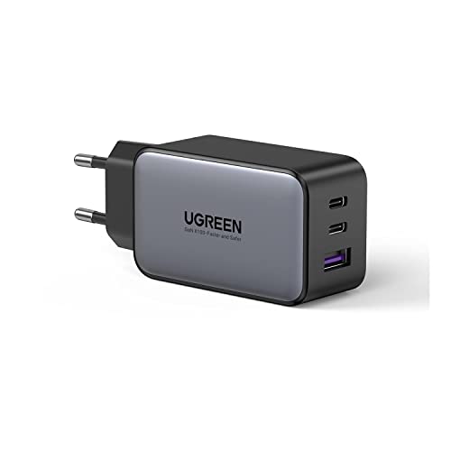 UGREEN Nexode USB C Ladegerät 65W GaN Charger 3-Port PD Netzteil 60W PPS kompatibel mit MacBook Pro/Air, iPhone 16 Pro Max/16/15 Pro Max/15 Pro, iPad Pro, Galaxy S24 Ultra/S23/S22(Schwarz)