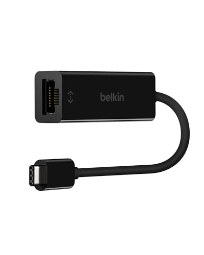 Belkin USB-C auf Gigabit Ethernet Adapter (15cm, USB-C Stecker, RJ45-Buchse, unterstützt 10/100/1000BASE-T) schwarz