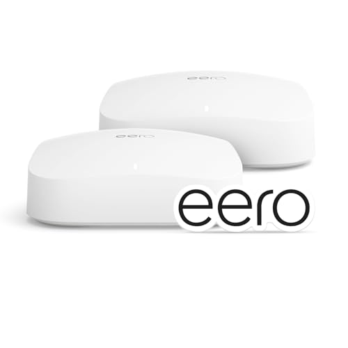 Amazon eero Pro 6 Tri-Band-Mesh-WiFi-6-System | mit integriertem Smart Home-Hub von Zigbee | Doppelpack | Abdeckung bis zu 380 m² | Lieferung in brauner Verpackung