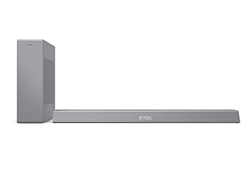 PHILIPS B8505/10 Soundbar mit Subwoofer kabellos (2.1 Kanäle, Bluetooth, 240 W, Dolby Atmos, HDMI eARC, DTS Play-Fi Kompatibel, Verbindung Sprachassistenten, Flaches Profil) Silber