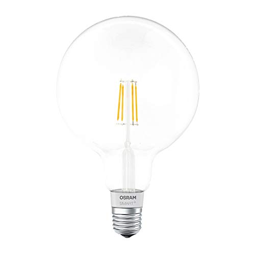 OSRAM SMART+ LED Filament Globe, Bluetooth Lampe mit E27 Sockel, dimmbar, ersetzt 50W Glühbirne, warmweiß , Kompatibel mit Apple Homekit und LEDVANCE Smart+ App für Android