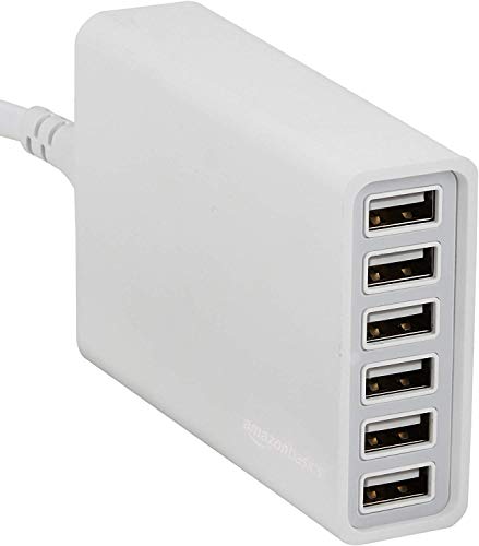 Amazon Basics USB-Ladegerät mit 6 USB-Ports, 60 W, Weiß