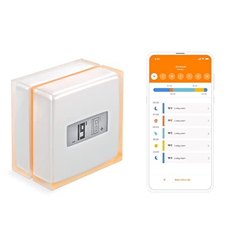 Netatmo Smart Thermostat Zur Steuerung von Heizungsanlagen, NTH01-DE-EC, Orange, Weiß