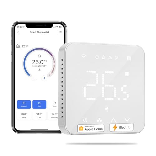 Smart Elektrische Thermostat, Fußbodenheizung WLAN Raumthermostat kompatibel mit HomeKit, Alexa und Google, Sprachfehl, Fernsteuerung und Zeitplan, LED Touchscreen Digital