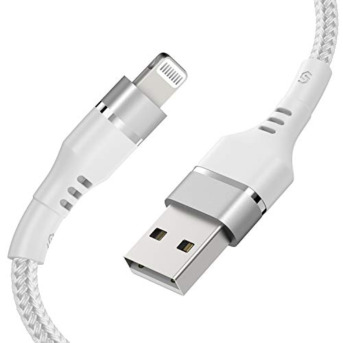 iPhone Ladekabel 2M Lightning Kabel - Syncwire [Apple MFi Zertifiziert] Nylon Schnell Lightning USB Datenkabel für iPhone 14 Pro 14 13 Pro 13 Pro Max 12 Mini 11 SE2 XS Max XR X 8 7 6s iPad - Weiß