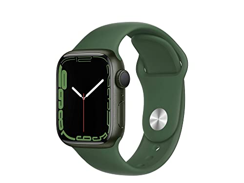 Apple Watch Series 7 (GPS, 41mm) Smartwatch - Aluminiumgehäuse Grün, Sportarmband Klee - Regular. Fitnesstracker, Blutsauerstoff und EKGApps, Always-On Retina Display, Wasserschutz