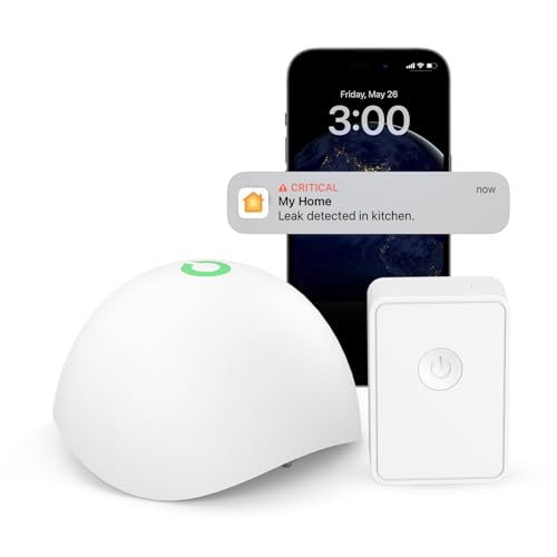 Meross Smart Wassermelder WLAN Wassersensor für HomeKit, Wassersensor Wasseralarm mit Hub kompatibel mit Apple Home, Alexa und SmartThings drahtloser Flutdetektor IP67, Audio-Alarm