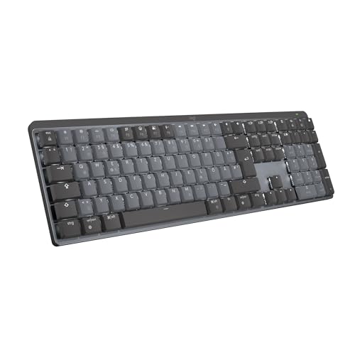 Logitech MX Mechanische kabellose beleuchtete Performance-Tastatur, Taktile leise Tasten, Hintergrundbeleuchtung, Bluetooth, USB-C, macOS, Windows, Linux, iOS, Android, Metall, Deutsches QWERTZ - Grau