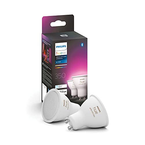 Philips Hue White & Color Ambiance GU10 LED Spots 2-er Pack (350 lm), dimmbare LED Lampen für das Hue Lichtsystem mit 16 Mio. Farben, smarte Lichtsteuerung über Sprache und App