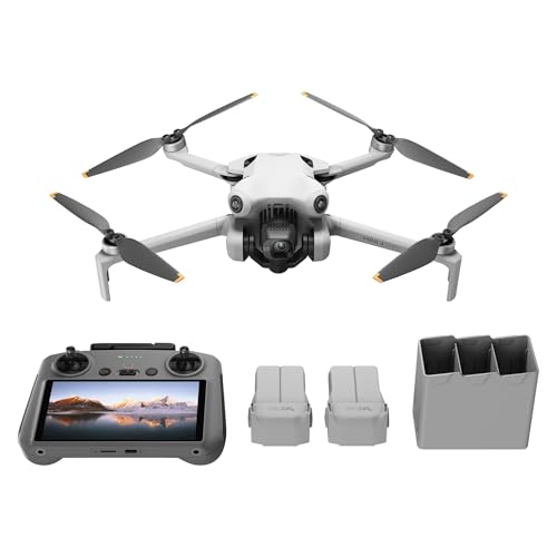 DJI Mini 4 Pro Fly More Combo mit DJI RC 2 Fernsteuerung (Bildschirmfernsteuerung), faltbare Mini-Drohne mit 4K-Kamera, unter 249g, 34 Minuten Flugzeit, 2 zusätzliche Akkus, Klasse-C0