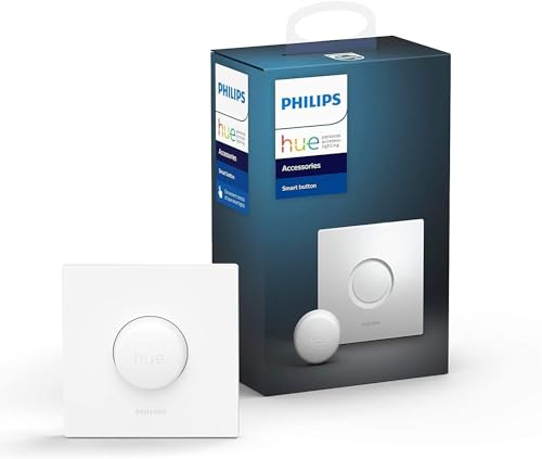 Philips Hue Smart Button für Hue Lichtsysteme, smarter Dimmer zur Steuerung von Leuchten, kabelloser Lichtschalter ohne Installation, weiß