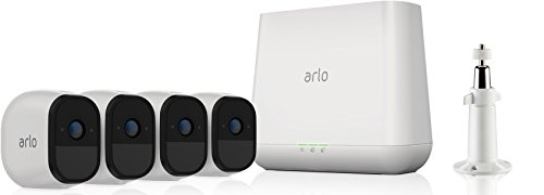 Arlo Pro Überwachungskamera & Alarmanlage, HD, 4er Set, Smart Home, kabellos, Aussen, Nachtsicht, Bewegungsmelder, 130 Grad Blickwinkel, WLAN, 2-Wege Audio, wetterfest, (VMS4430)