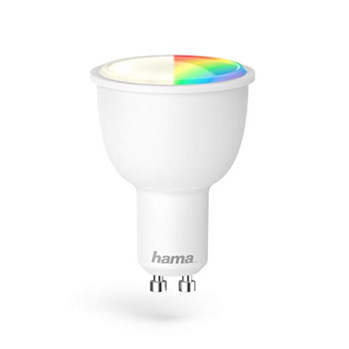 Hama GU10 Wi-Fi LED-Lampe, 4,5W (ohne Hub, dimmbar, gesteuert via Alexa/Google Home/App/IFTTT, 2,4GHz, 2700K/warmweiß/RGB-Farben) WLAN Lampe, Echo/Echo Dot/Echo Spot/Echo Plus/Echo Show kompatibel