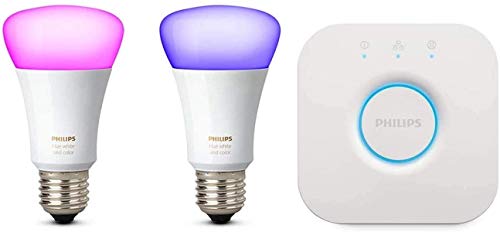 Philips Hue White & Color Ambiance E27 2er Starter Set 2x800lm, bis zu 16 Mio. Farben, dimmbar, steuerbar via App, kompatibel mit Amazon Alexa (Echo, Echo Dot)