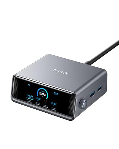 Anker Prime 250W USB-C Ladegerät, Ultra-schnelle 6-Port GaN Ladestation, 2,26