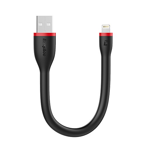 EasyAcc Kabel Kurz kompatibel mit iPhone 14 13 12 11 Pro Max, MFI Zertifiziert PocketLine Kabel funktioniert für iPhone X 8 7 6s 6 Plus 5s iPad Air 2 Mini 2 3 4 und mehr, Schwarz 15cm