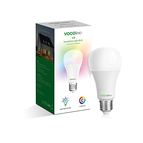 VOCOlinc L3 Smart WiFi Glühbirne - LED Glühbirne für Alexa, Apple HomeKit, Google, 16 Millionen Farben, Benötigt kein Hub, Dimmbar 2200K-7000K, E26/E27 [Energieeffizienzklasse A+] – 1 Stk.