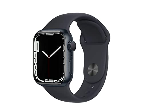 Apple Watch Series 7 (GPS, 41mm) Smartwatch - Aluminiumgehäuse Mitternacht, Sportarmband Mitternacht - Regular. Fitnesstracker, Blutsauerstoff und EKGApps, Always-On Retina Display, Wasserschutz