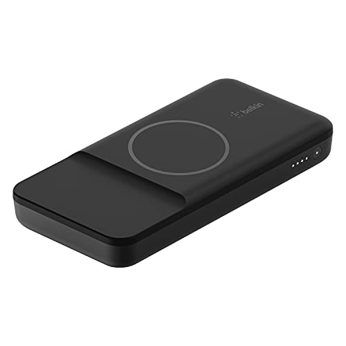 Belkin magnetische drahtlose Powerbank 10K (portables Ladegerät kompatibel mit MagSafe für iPhone 16-Modelle, drahtloses Laden mit 7,5 W, 18-W-USB-C PD-Ein/Ausgang, mit USB-C/USB-C-Kabel) – Schwarz