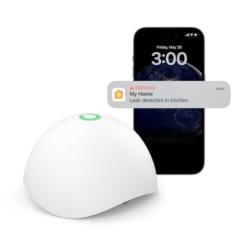 Meross Smart Wassermelder WLAN Wassersensor für HomeKit, Wasseralarm kompatibel mit Apple Home, Alexa und SmartThings drahtloser Flutdetektor IP67, Audio-Alarm für Küche, Badezimmer(extra Hub benötig)