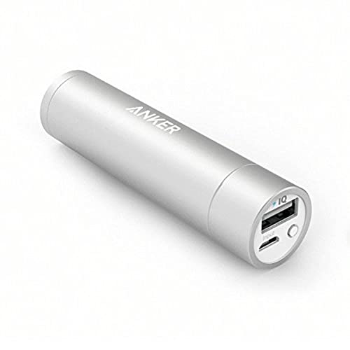 Anker PowerCore+ Mini (3350 mAh Premium-Ladegerät aus Aluminium, tragbar), Lippenstift-große, Externe Akku-Strom-Bank für iPhone 6/6 Plus, iPad Air 2 / Mini 3, Galaxy S6 / S6 Edge und mehr (Silber)