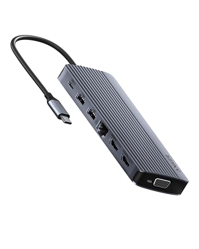 Anker Triple Display USB-C Hub (14-in-1), Dreifaches Display, 4K@60Hz HDMI mit 100W Max Power Delivery, 5 Gbit/s USB-C USB-A Datenports, Für MacBook, Lenovo, Dell XPS, HP Laptops (Ohne Ladegerät)