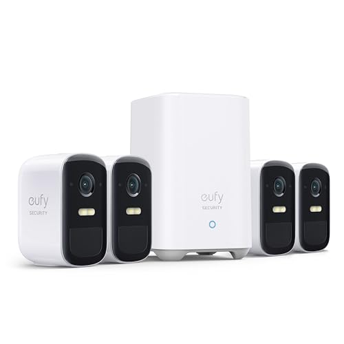 eufy Security eufyCam 2C Pro, Überwachungskamera aussen, 2K Auflösung, 180 Tage Akku, Kompatibel mit HomeKit und Solar Panel, IP67, überwachungskamera aussen Set 4+1, Gebührenfreie Nutzung