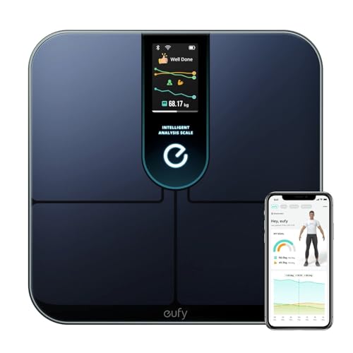 eufy by Anker WLAN Fitness Tracking Smart Scale P3, intelligente Waage mit Analyse, virtuelles 3D-Körpermodell, digitale Körperwaage mit 16 Messwerten, Herzfrequenz, BMI, Bluetooth, mit App