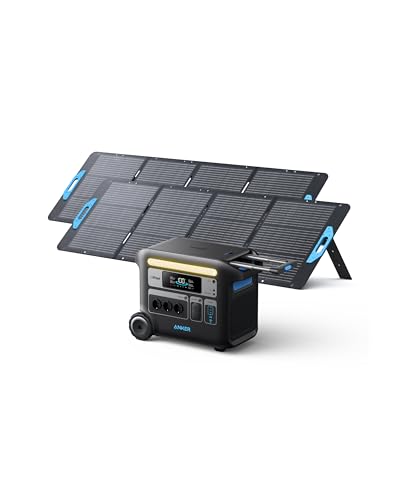 Anker SOLIX F2000 tragbare Powerstation, Powerhouse 767, Solargenerator 2048Wh mit 2 x 200W Solarpanel, Powerstation mit LiFePO4 Akku, 3 x 230V AC Steckdose 2300W Max für Camping, Wohnmobil