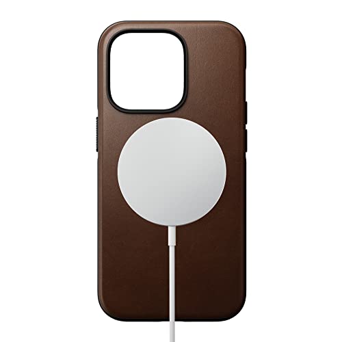 NOMAD Modern Case, Leder-Schutzhülle für iPhone 14 Pro, mit MagSafe, Rostbraun