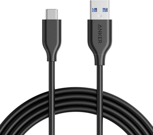 Anker Powerline 180cm USB auf USB C 3.0 Kabel, USB-C mit 56k Ohm Pull-Up Widerstand für USB Type C Geräte: iPhone 16/15, Galaxy Note 20/Note 10/S10+/S10, Huawei, LG V30, Smartphone usw. (Schwarz)