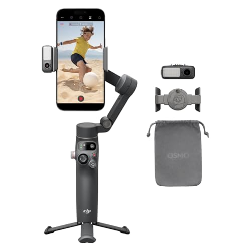 DJI Osmo Mobile 7P Gimbal-Stabilisator für iPhone, Android, Natives Tracking, Beleuchtung, 3-Achsen-Smartphone-Gimbal, schneller Start, EIN-klick-Bearbeitung, integrierter Verlängerungsstab & Stativ