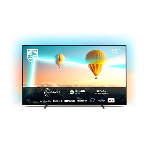 Philips 65PUS8007/12 Fernseher (4K UHD, HDR10+ kompatibel, 60 Hz, Dolby Vision und Atmos, 3-seitiges Ambilight, Smart TV, Triple Tuner) 2022, Mattschwarz, 65 