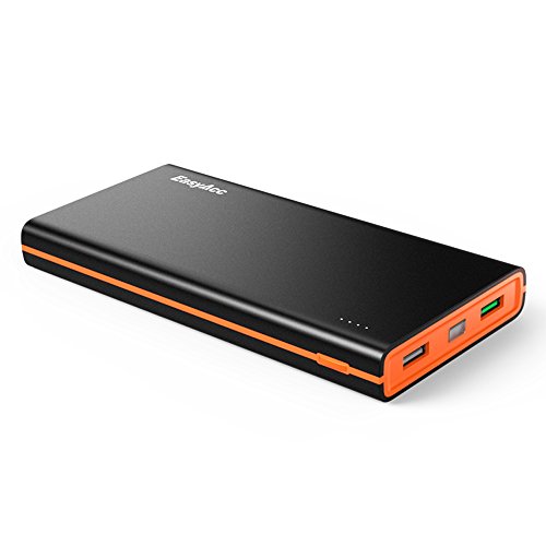 [Quick Charge 3.0] EasyAcc 15000mAh Externe Batterie Akku mit 2 USB Ports Reiseadapter Power Bank Tragbares Ladegerät-Schwarz&Orange