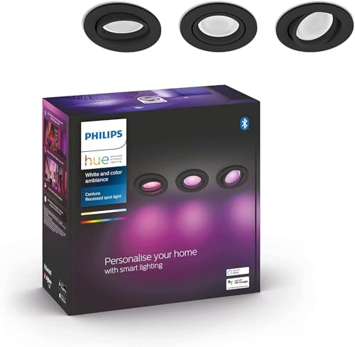 Philips Hue White & Col. Amb. Centura Einbauspot 3 flg. Schwarz/Weiß 3x350lm, 929003045501