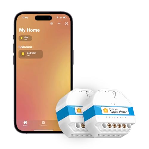 WiFi Relais WLAN Schalter funktioniert Apple HomeKit, meross Relais Modul, für smart home DIY Auf-/Unterputz, arbeiten mit Alexa und Google, 2,4-GHz, 2 pcs