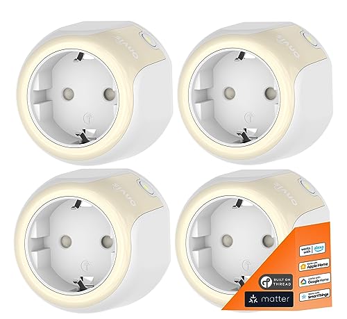 Onvis Onvis Smarte Steckdose Matter, Thread Smart Plug Funktioniert mit Alexa, Apple HomeKit, Google Home, SmartThings, App- und Sprachsteuerung, Timer, Reaktion Blitzschnell, 16A (4 Stück)