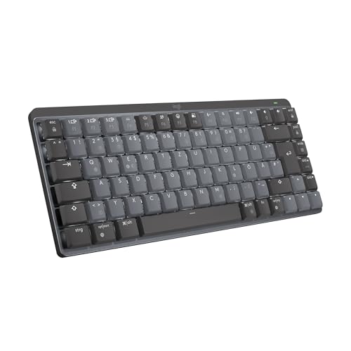 Logitech MX Mechanische kabellose Mini-Tastatur mit Beleuchtung, Taktile leise Tasten, Hintergrundbeleuchtung, Bluetooth, USB-C, macOS, Windows, Linux, iOS, Android, Metall, Deutsches QWERTZ - Graphit