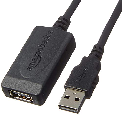 Amazon Basics - Aktives Repeater- / Verbindungskabel, USB-Typ-A-Stecker auf USB-Typ-A-Buchse, USB 2.0, 9.75 m, Schwarz