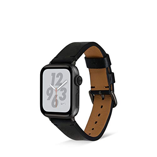 Artwizz WatchBand Leather kompatibel mit Apple Watch Ultra [49mm] 10 [46mm] 9 8 7 [45mm] SE 6 5 4 [44mm] 3 2 1 [42mm] Leder Armband mit Adapter, Schwarz