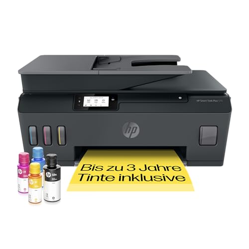 HP Smart Tank Plus 570 3-in-1 Multifunktionsdrucker (WLAN; ADF; Touchscreen) – 3 Jahre Tinte inklusive, 3 Jahre Garantie, großer Tintentank, hohe Reichweite, Drucken in hoher Qualität