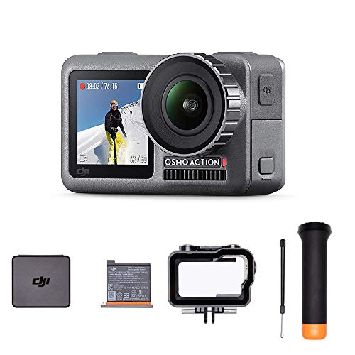 DJI Osmo Action Cam Digitale Actionkamera mit 2 Bildschirmen, schwarz + Akku Osmo Action Kamera, maximale Kapazität 1300 mAh + Waterproof Case + Floating Handle