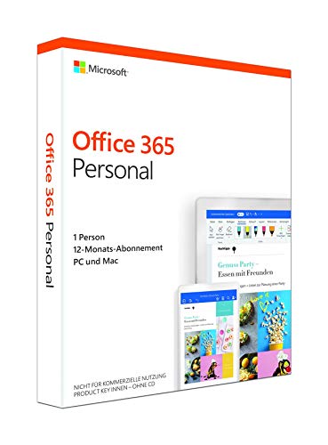 Microsoft Office 365 Personal (jetzt Microsoft 365 Single) multilingual | 1 Nutzer | Mehrere PCs / Macs, Tablets und mobile Geräte | 1 Jahresabonnement | Box