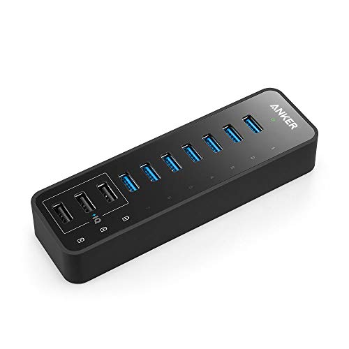 Anker 10 Port 60W Datenhub USB 3.0 7-Port mit 3 PowerIQ Ladeports, kompatibel mit MacBook, Mac Pro/Mini, iMac, XPS, Surface Pro, iPhone 7, 6s Plus, iPad Air 2, Galaxy Series, Mobile HDD, und weitere