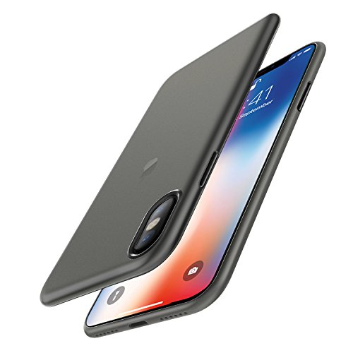 EasyAcc [Ultra Dünn 0.45 mm PP Hülle Case für iPhone X, (Nicht für iPhone XS) Anti-Kratzer Handyhülle Cover Schutzhülle Leichte Tasche Kompatibel mit iPhone X - Halbtransparent Schwarz