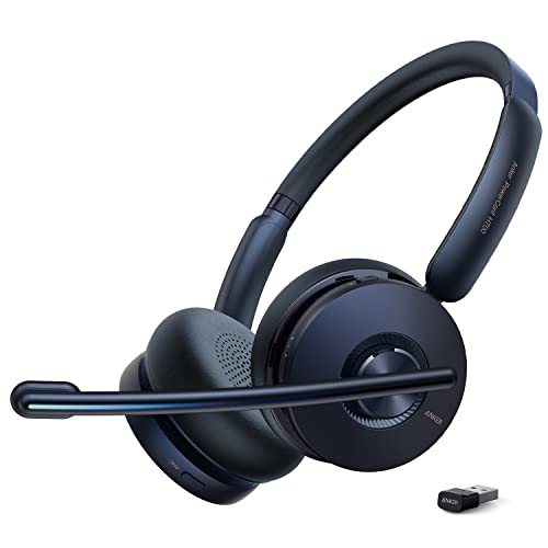 Anker PowerConf H700, Bluetooth Headset mit Mikrofon, Aktive Geräuschunterdrückung, Audioaufnahmen, Abschrift Meetings, Anrufe mit K.I, Kompatibel mit Apps, 24h Akkuleistung