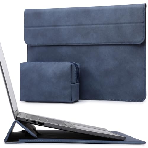 HYZUO 13,3-14 Zoll Laptop Hülle Laptophülle mit Standfunktion für MacBook Pro 14 M4/M3/M2/M1 Pro/Max 2024-2021, MacBook Pro/Air 13.3, 13.5-13.8 Surface Laptop, HP Specter X360 13/14, Navy Blau