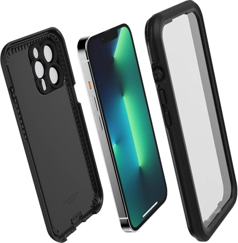 LifeProof Fre Hülle für iPhone 13 Pro, Wasserdicht (IP68), stoßfest, schmutzabweisend, Sturzschutz bis 2 Meter, schlanke Hülle mit integriertem Displayschutz, Schwarz